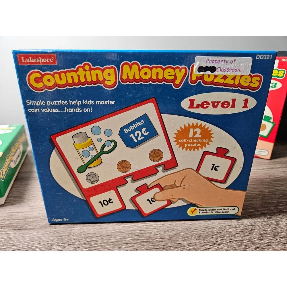 Lakeshore Counting Money Puzzles Levels 1 2 3 Set DD321 DD322 DD323 Educational